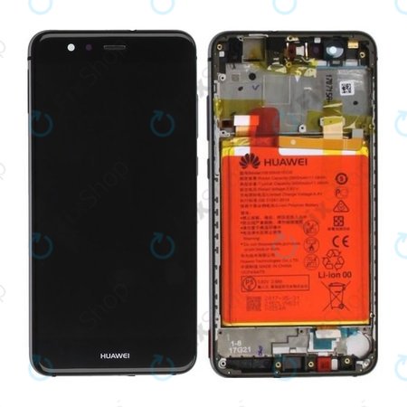 Huawei P10 Lite - LCD Kijelző + Érintőüveg + Keret + Akkumulátor (Graphite Black) - 02351FSG, 02351FSE Genuine Service Pack