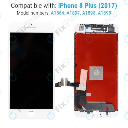 Apple iPhone 8 Plus - LCD Kijelző + Érintőüveg + Keret (White) Refurbished