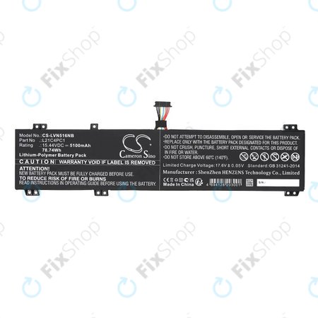 Akkumulátor Lenovo Legion 5 15ARH7H, 82RD0002SB, 5100mAh, Li-Pol, 15.44V, L21C4PC1, HQ