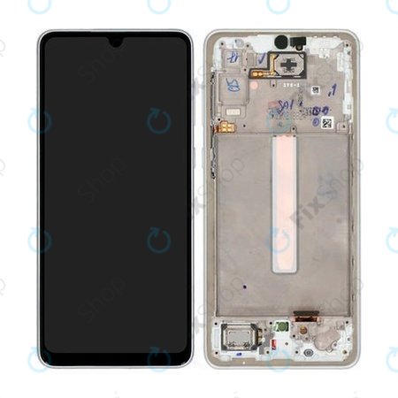 Samsung Galaxy A33 5G A336B - LCD Kijelző + Érintőüveg + Keret (Awesome White) - GH82-28143B, GH82-28144B Genuine Service Pack