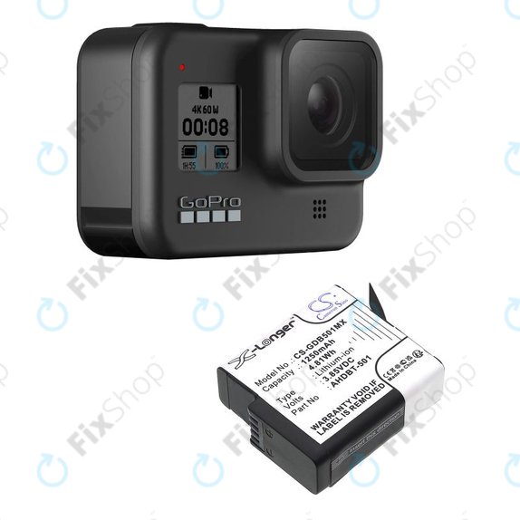Akkumulátor Gopro Hero 8, Hero 6, 1250mAh, Li-Ion, 3.85V, AHDBT-501, HQ