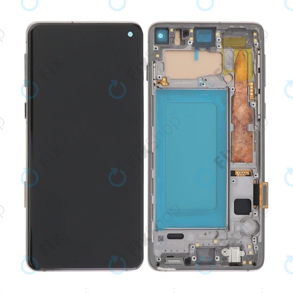 Samsung Galaxy S10 G973F - LCD Kijelző + Érintőüveg + Keret (Prism Black) TFT