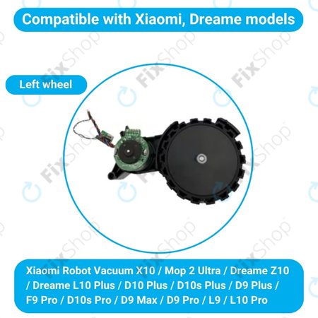Xiaomi Robot Vacuum X10, Dreame Z10 Pro, L10 Plus, D10 Plus - Kerék Motorral (Bal) (Fekete)