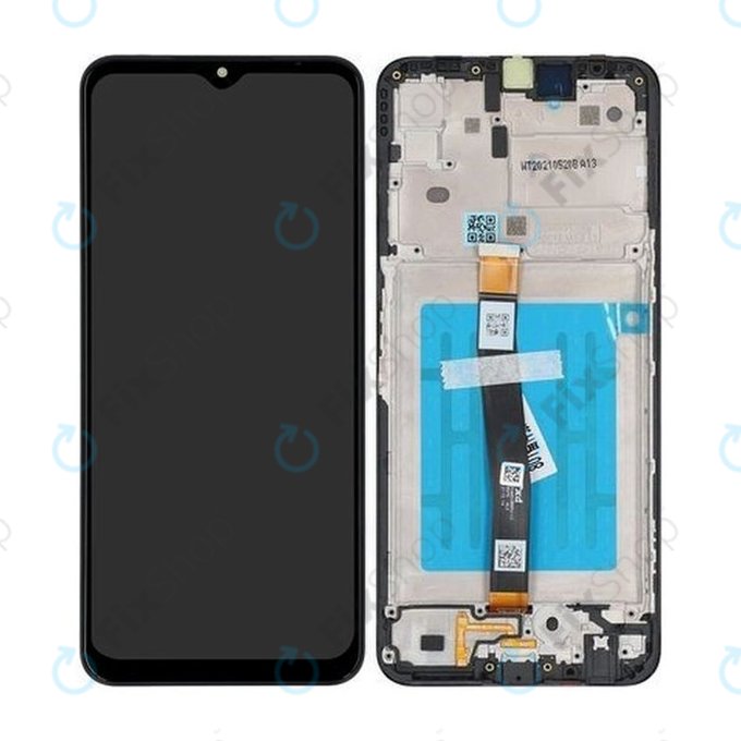 Samsung Galaxy A22 5G A226B - LCD Kijelző + Érintőüveg + Keret (Black) - GH81-20694A Genuine Service Pack