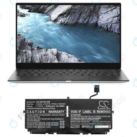 Akkumulátor Dell XPS 13 9300, 9380, 9310, 6500mAh, Li-Pol, 7.6V, 2XXFW, HQ