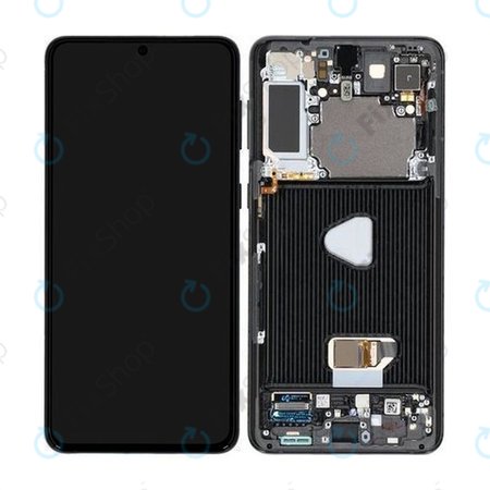 Samsung Galaxy S21 Plus G996B - LCD Kijelző + Érintőüveg + Keret (Phantom Black) - GH82-24554A, GH82-24553A, GH82-27267A Genuine Service Pack