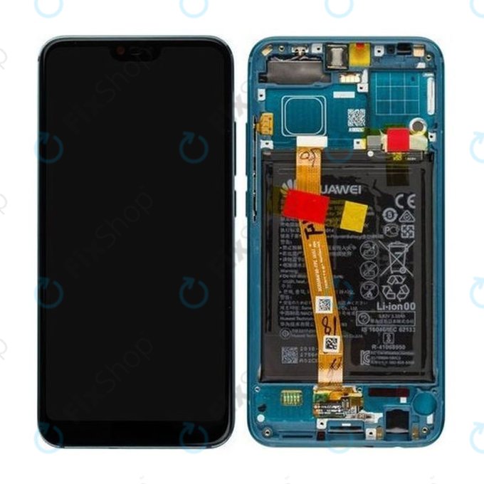 Huawei Honor 10 - LCD Kijelző + Érintőüveg + Keret + Akkumulátor (Phantom Green) - 02351YDB Genuine Service Pack