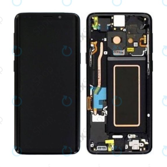 Samsung Galaxy S9 G960F - LCD Kijelző + Érintőüveg + Keret (Midnight Black) - GH97-21696A, GH97-21697A, GH97-21724A Genuine Service Pack