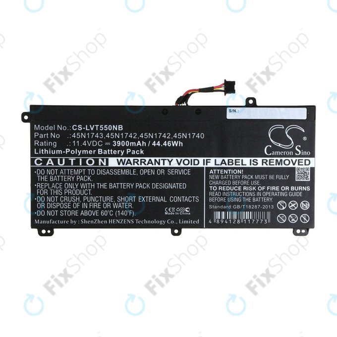 Akkumulátor Lenovo ThinkPad T550, T560, W550, 3900mAh, Li-Pol, 11.4V, 45N1743, HQ