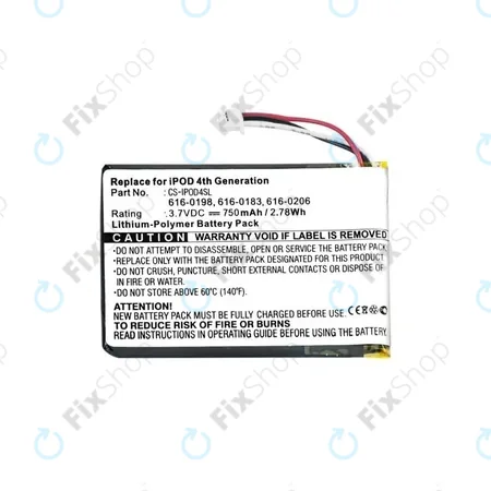 Apple iPod (4th Gen) - Akkumulátor 616-0183 750mAh HQ