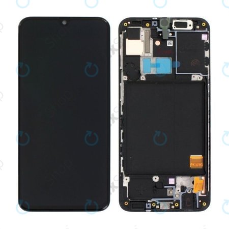 Samsung Galaxy A40 A405F - LCD Kijelző + Érintőüveg + Keret (Black) - GH82-19672A, GH82-19674A Genuine Service Pack