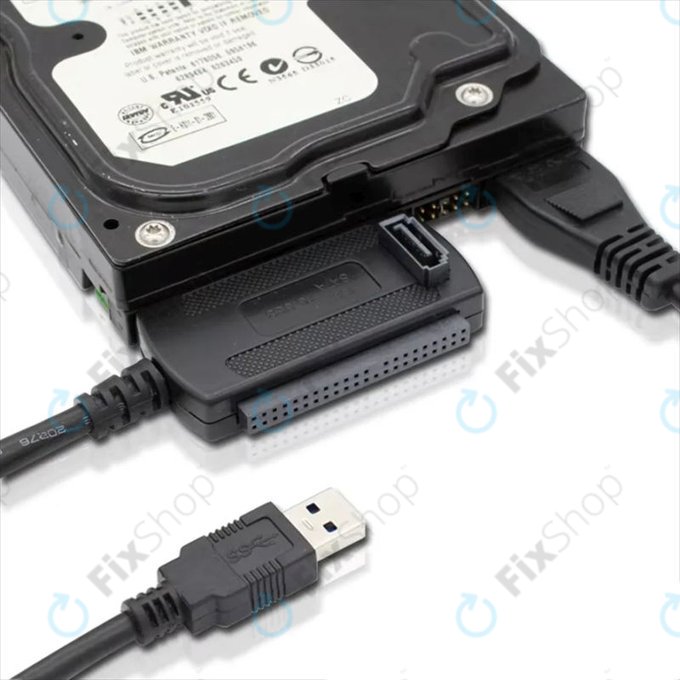 USB 2.0 IDE / SATA adapter 2,5" és 3,5" HDD/SSD-hez, EU tápegységgel