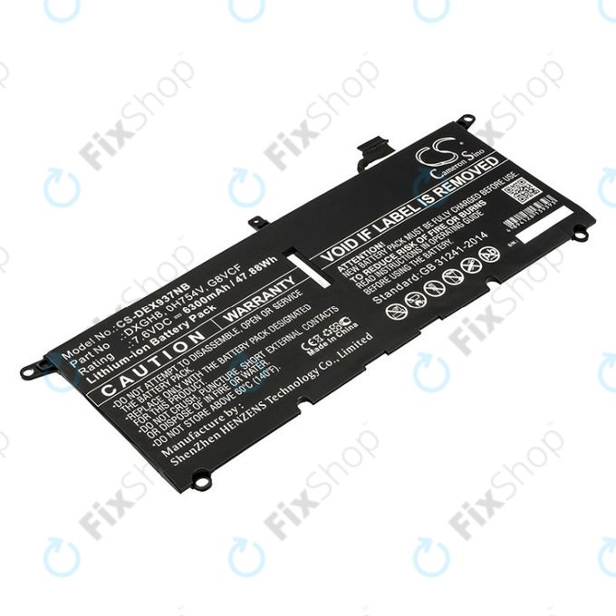 Akkumulátor Dell XPS 13 9370, 6300mAh, Li-Ion, 7.6V, DXGH8, HQ