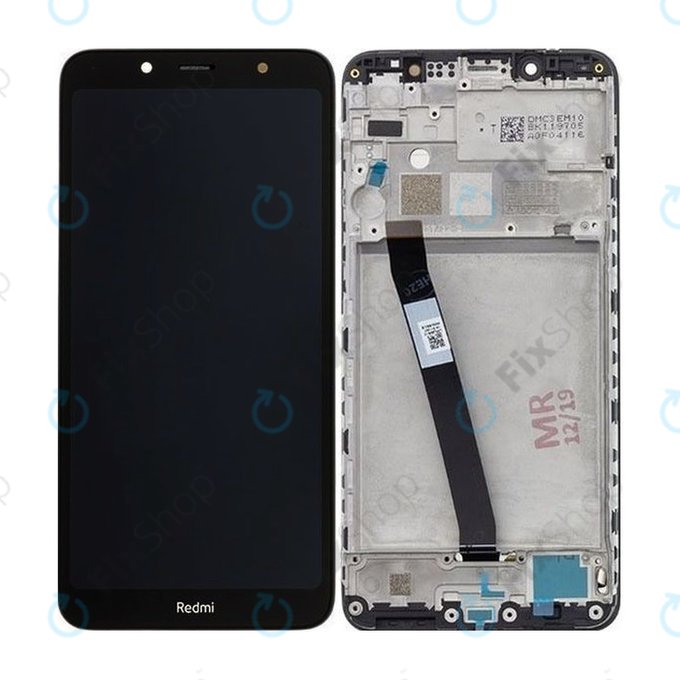 Xiaomi Redmi 7A - LCD Kijelző + Érintőüveg + Keret (Matte Black) - 560610127000, 560610122000 Genuine Service Pack