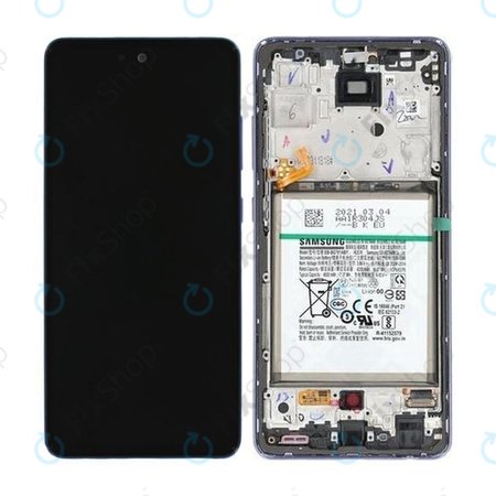 Samsung Galaxy A52 A525F, A526B - LCD Kijelző + Érintőüveg + Keret + Akkumulátor (Awesome Violet) - GH82-25229C, GH82-25230C Genuine Service Pack