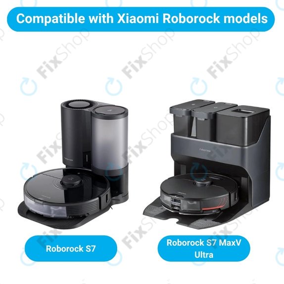 Pótalkatrész készlet Xiaomi Roborock S7, S7 MaxV Ultra (1x Főkefe, 2x Szűrő, 2x Oldalkefe – fekete)