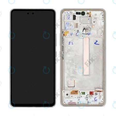 Samsung Galaxy A53 5G A536B - LCD Kijelző + Érintőüveg + Keret (Awesome White) - GH82-28024B, GH82-28025B Genuine Service Pack