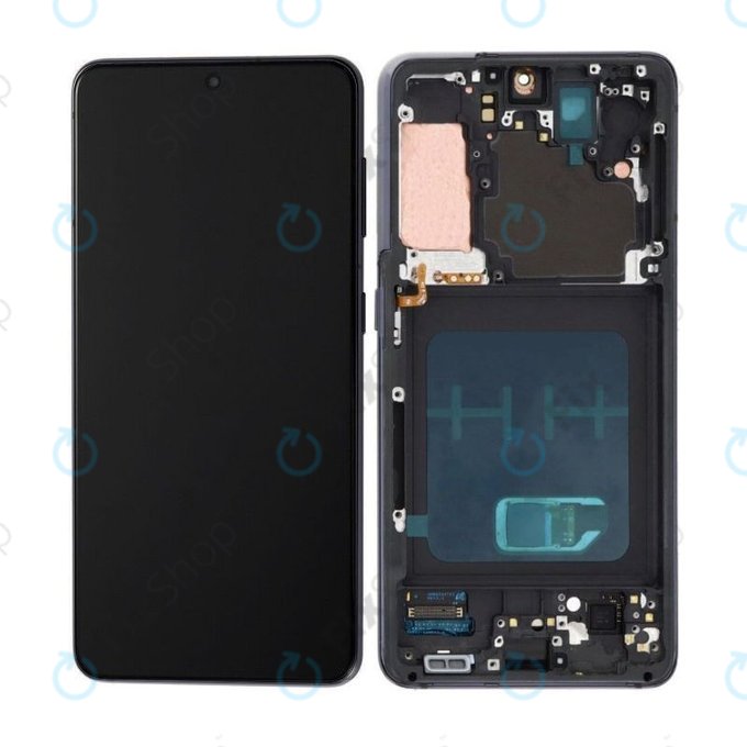 Samsung Galaxy S21 G991B - LCD Kijelző + Érintőüveg + Keret (Phantom Grey) OLED
