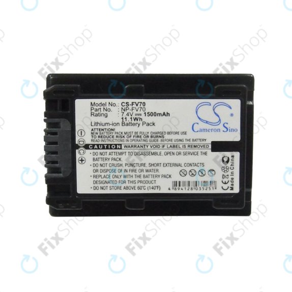 Akkumulátor Sony DCR-DVD, HC, SR, HDR-CX, HC, PJ, XR, NEX-VG, 1500mAh, Li-Ion, 7.4V, NP-FV70, HQ