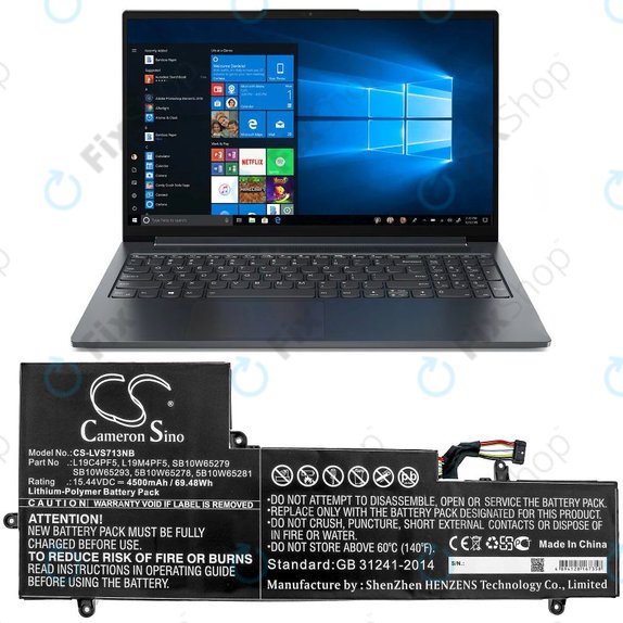 Akkumulátor Lenovo Yoga Slim 7-15IIL, 4500mAh, Li-Pol, 15.44V, L19C4PF5, HQ