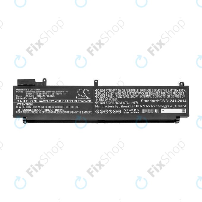 Akkumulátor Lenovo ThinkPad T460s, T470s, 2000mAh, Li-Pol, 11.4V, 00HW022, HQ