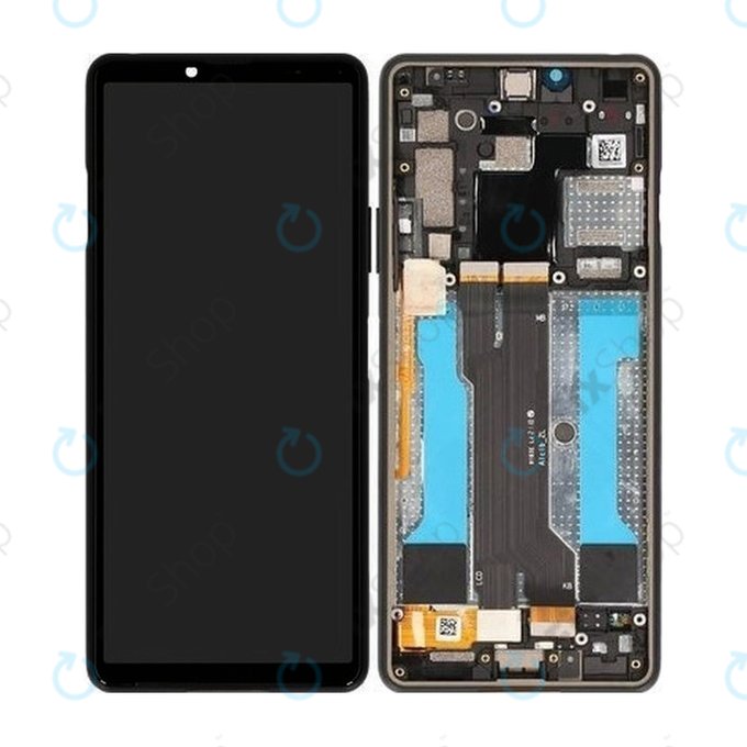 Sony Xperia 10 III - LCD Kijelző + Érintőüveg + Keret (Black) - A5034092A Genuine Service Pack