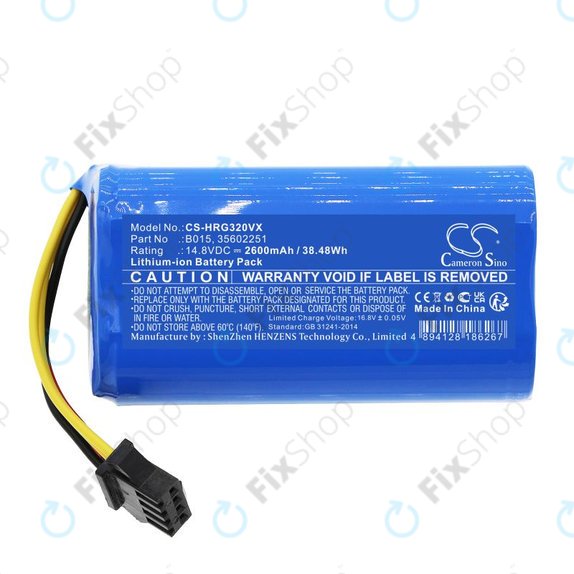 Akkumulátor Hoover HGO31, HGO32, HGO33, 2600mAh, Li-Ion, 14.8V, B015, HQ