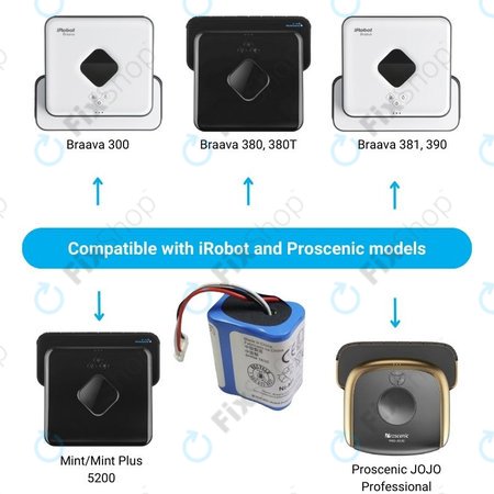 iRobot Braava 2000, 300, 380, 380T, 381, 390, Mint 5200, Mint Plus 5200, Proscenic JOJO Professional - Akkumulátor GPRHC202N026, 4409709, W206001001399 Ni-MH 7.2V 2500mAh