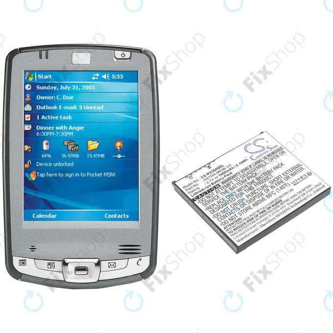 Akkumulátor HP Compaq iPAQ rx3000, rx3115, rx3700, hx2110, hx2790, 1400mAh, Li-Ion, 3.7V, HSTNH-M03B-SS, HQ