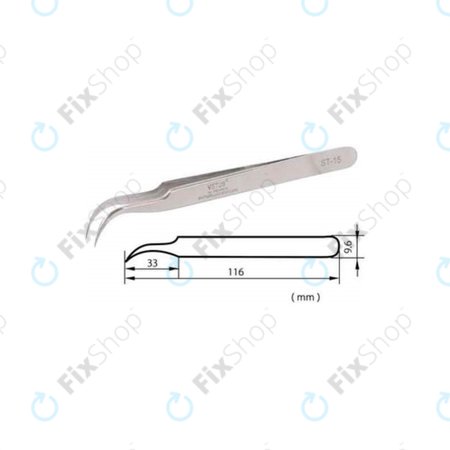 Vetus ST-15 - Profi Fém Csipesz - Hajlított Hegyű (120mm)