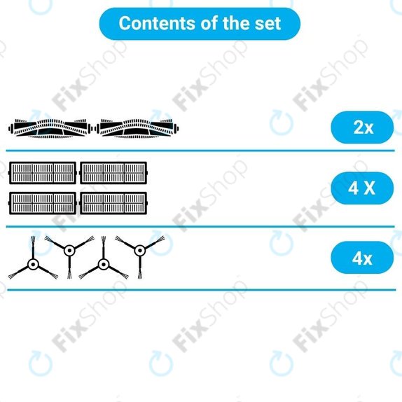 Pótalkatrész készlet Xiaomi Dreame Bot L10 Pro, D9, D9 Pro, D9 Max, Trouver LDS robotporszívóhoz (2x Főkefék, 4x Szűrők, 4x Oldalkefék)