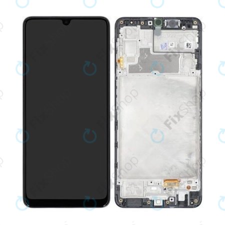Samsung Galaxy M22 M225F - LCD Kijelző + Érintőüveg + Keret (Black) - GH82-26153A, GH82-26866A Genuine Service Pack