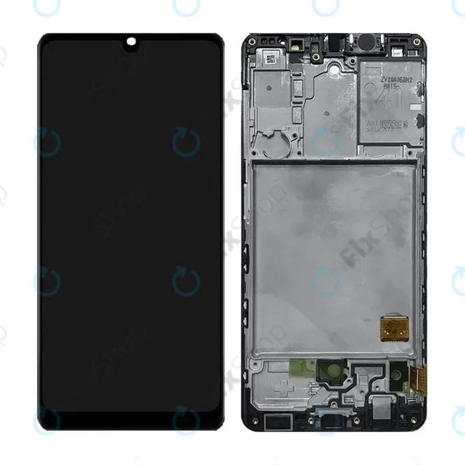 Samsung Galaxy A41 A415F - LCD Kijelző + Érintőüveg + Keret (Prism Crush Black) TFT