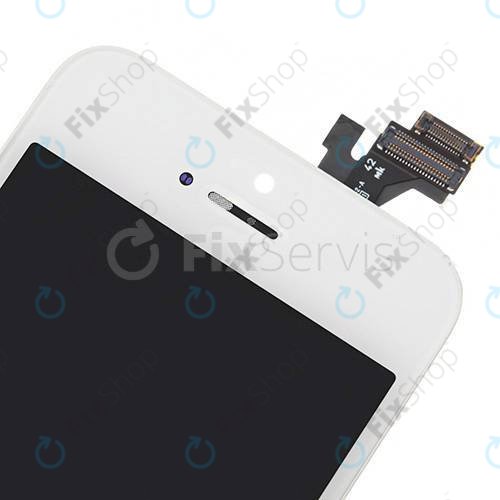 Kijelző iPhone 5, White, Érintőüveg kerettel