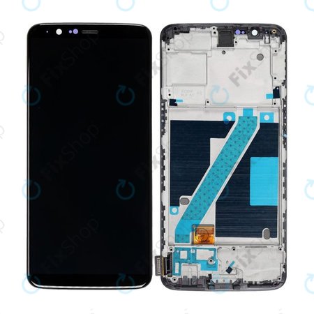 OnePlus 5T - LCD Kijelző + Érintőüveg + Keret (Black) OLED