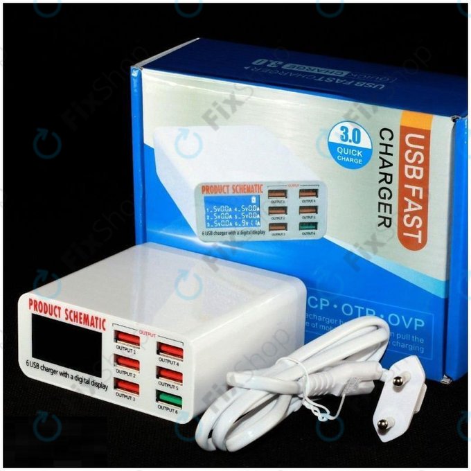 Product Schematic 896 - USB Töltőállomás  (1x USB 3.0+ 5x USB 2.0)