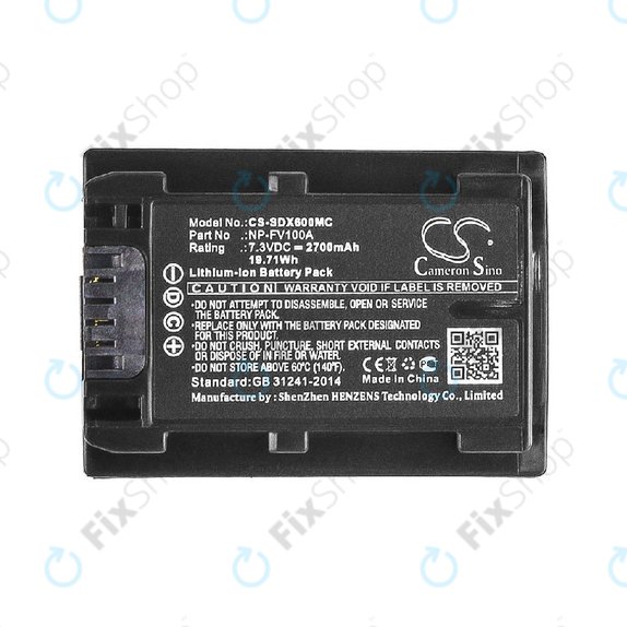 Akkumulátor Sony FDR-AX, HDR-CX, HDR-CX HDR-PJ, NEX-VG30, 2700mAh, Li-Ion, 7.3V, NP-FV100A, HQ