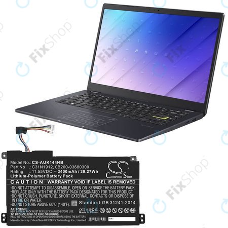 Akkumulátor Asus Vivobook 14, E510, 3400mAh, Li-Pol, 11.55V, C31N1912, HQ