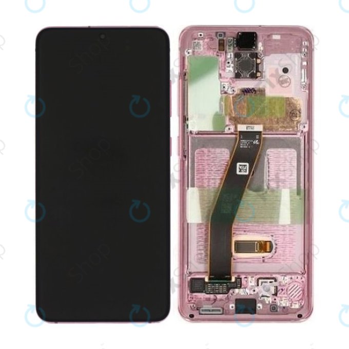 Samsung Galaxy S20 G980F - LCD Kijelző + Érintőüveg + Keret (Cloud Pink) - GH82-22123C, GH82-22131C, GH82-31432C, GH82-31433C Genuine Service Pack