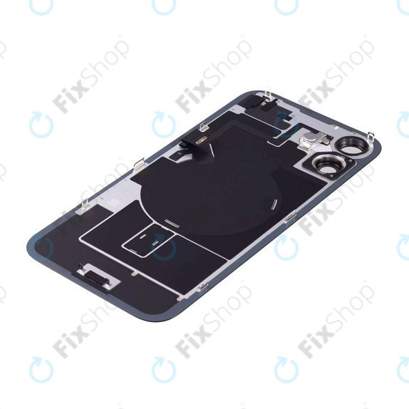 Apple iPhone 16 - Hátsó üveg + Kamera lencse + Fémlemez + Magsafe mágnes + Flex Kábelek (Black)