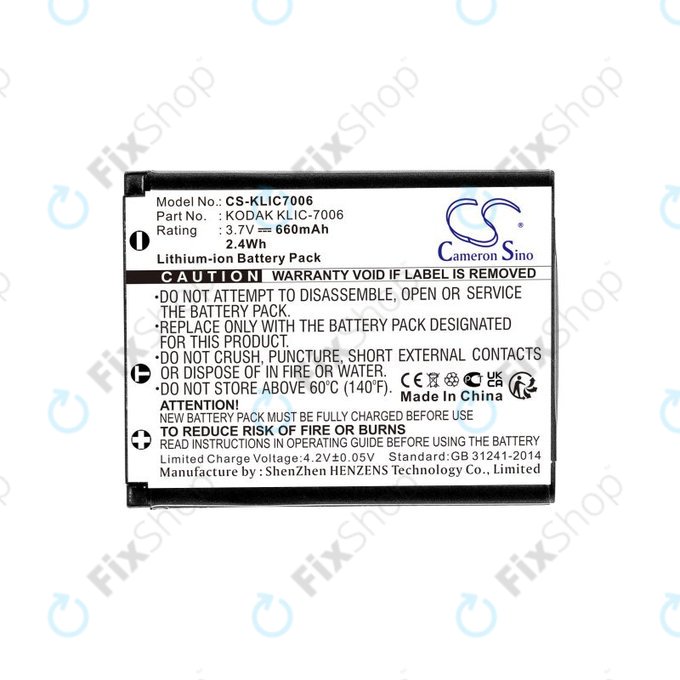 Akkumulátor Kodak EasyShare, 660mAh, Li-Ion, 3.7V, LB-012, KLIC-7006, HQ