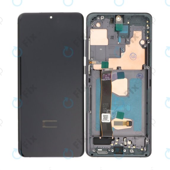 Samsung Galaxy S20 Ultra G988F - LCD Kijelző + Érintőüveg + Keret (Cosmic Black) OLED