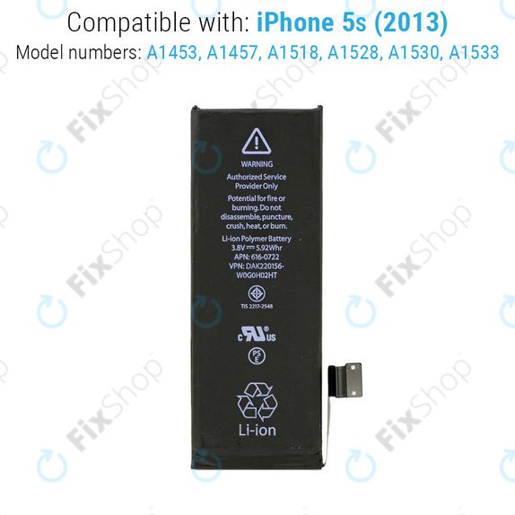 Akkumulátor iPhone 5S, 1560mAh