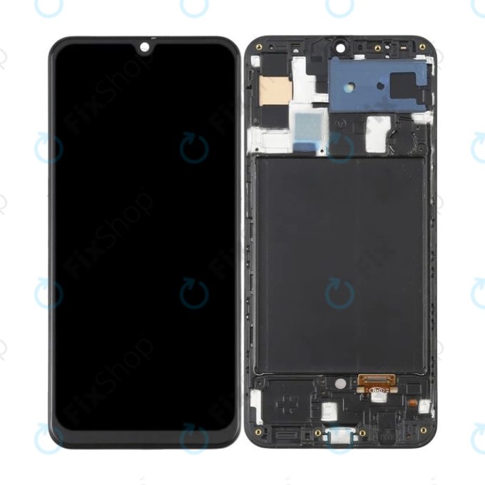 Samsung Galaxy A50 A505F - LCD Kijelző + Érintőüveg + Keret (Black) OLED