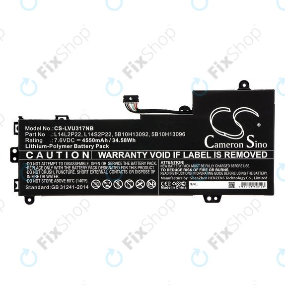 Akkumulátor Lenovo E31-80, Ideapad 510s-13, 4550mAh, Li-Pol, 7.6V, 5B10H13092, HQ