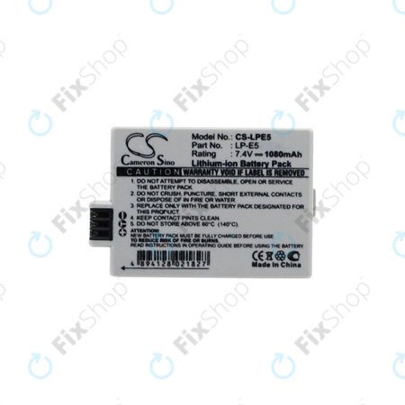 Canon EOS 450D, 500D, 1000D, Kiss F, Kiss X2, Kiss X3, Rebel T1i, XS, XSi - Akkumulátor LP-E5 Li-Ion 1080mAh HQ