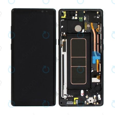Samsung Galaxy Note 8 N950F - LCD Kijelző + Érintőüveg + Keret (Midnight Black) - GH97-21065A, GH97-21108A, GH97-21066A Genuine Service Pack