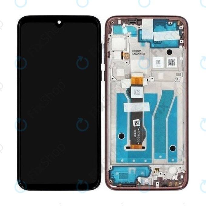 Motorola Moto G8 Plus - LCD Kijelző + Érintőüveg + Keret (Dark Red) - 5D68C15529 Genuine Service Pack