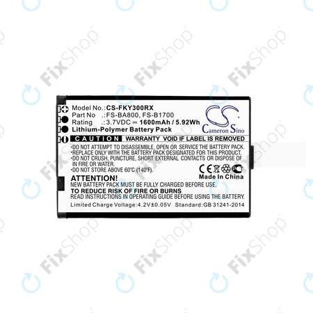 Akkumulátor Flysky FA605, FS-GT2B, FS-I10, 1600mAh, Li-Pol, 3.7V, FS-BA800, HQ