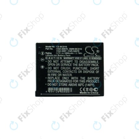 Panasonic Lumix DMC-TZ1, TZ2, TZ3, TZ4, TZ5, TZ11, TZ15, TZ50 - Akkumulátor CGA-S007 / CGR-S007 Li-Ion 1000mAh HQ
